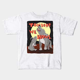 Tonight We Howl wolf and rabbit howling at the moon Kids T-Shirt